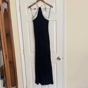 Anthropologie Awaylee Halter Slit Maxi Dress Black and White